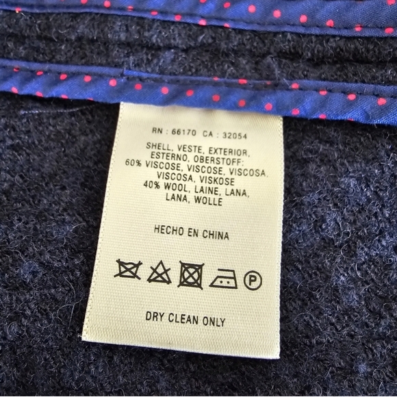 Elevenses Anthropologie navy blue wool jacket coat size 4 Small - Picture 4 of 6